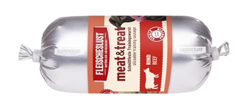 Fleischeslust Meat & Treat Rind (30 x 200 Gramm) - Trainingswurst für Hunde
