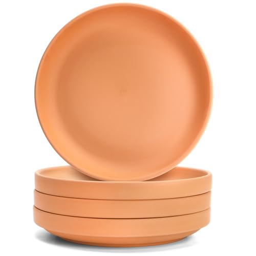 Suwimut 4 Pack Terracotta Plant Saucer Pots Tray 9 Inch Large Round Planter Saucers for 8 Inch 8.5 Inch 9 Inch Flower Pot with Drainage Hole Clay Drip Tray for Indoor & Outdoor Plants