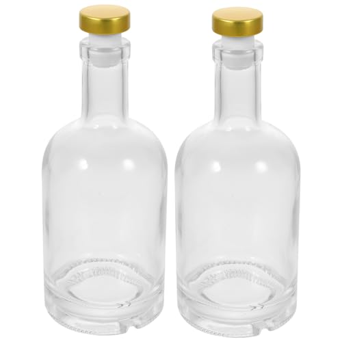Cabilock Elegant 2pcs Thick Bottom Glass Bottle Vodka Liquor Whiskey Wine Bottle