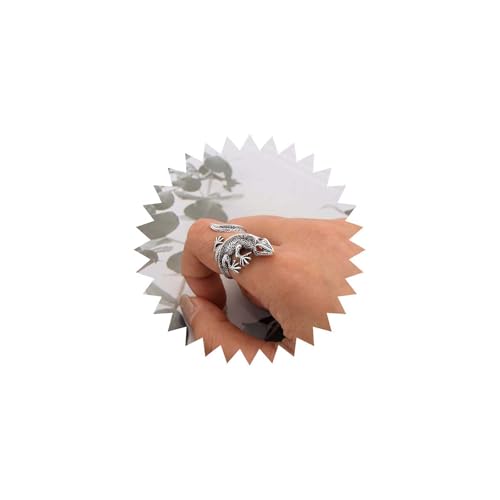 Allereya Gothic Gecko Ring Silber Eidechse Ring Eidechse Finger Einstellbar Chamäleon Wickeln Schmuck Für Frauen Allereya Gothic Gecko Ring Silber Eidechse Ring Eidechse Finger Einstellbar Chamäleon Wickeln Schmuck Für Frauen