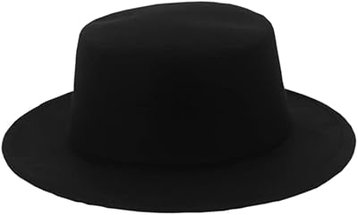 Classic Black Fedora Hats Flat Church Derby Caps Wide Brim Pork Pie Hats Fashion Bowler Cap for Wedding Party Performance