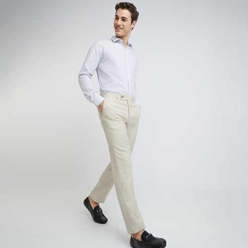 Image of Park Avenue Men's Pure Cotton Stripe Pattern Slim Fit Semi Cutaway Collar Full Sleeve Formal Shirt