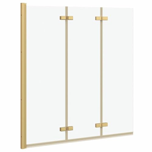 vidaXL Enclosure de Ducha Dorado 130 x 138 cm Vidrio ESG y Aluminio, Cabina de Ducha Rectangular, diseño Compacto Moderno, Plegable, Giratorio, Transparente, Marco de Aluminio, Uso Interior