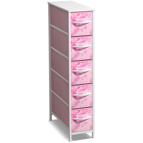 Sorbus 5-Drawer Narrow Dresser for Bedroom (Tie Dye Pink) - image 1