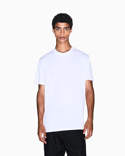 Armani Exchange Camiseta de manga corta para hombre Side Milano New York Logo Lettering, color blanco, XXL, Blanco, XXL