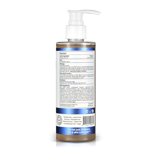 DERMATOUCH Acnecare Cleanser With Salicylic Acid, Hyaluronic Acid, Green Tea, and Aloe Vera for Acne Prone Skin, Daily Hydrating and Exfoliating Face Wash, Clean Skin Care, Made in USA, 8 Fl Oz