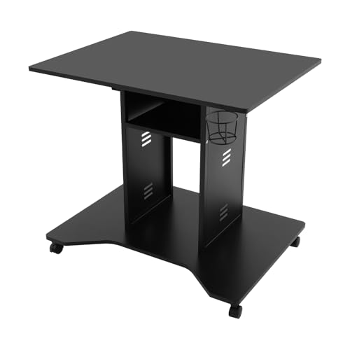Bureau d'ordinateur mobile gain de place de 80 x 60 cm noir robuste