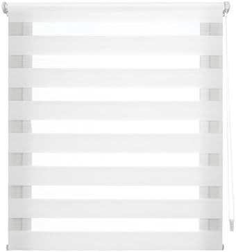 Blindecor - Indus "NO TOOLS REQUIRED". Double layered roller blind, Night and Day. Black. 57x180 cm (width x length)