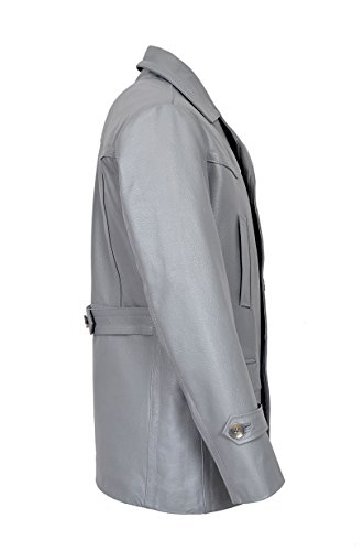 German Pea Coat Men Classic Reefer Military Style Cowhide Leather Jacket DR-Who4