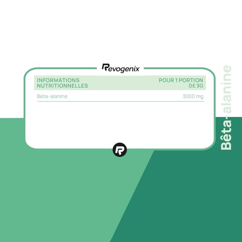 Bêta-Alanine | Poudre Pré-Workout 100% Pure | 83 Portions | Booster d’Entrainement | Force et Endurance | Contre les Crampes et Courbatures | Musculation et Fitness | 250g de Poudre Vegan | Revogenix – Image 7