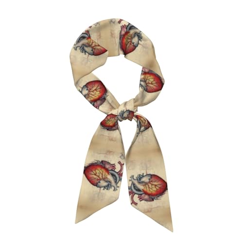 human anatomy heart chart Pattern Women's Fashion Scarf - Head Hair Accessories Versatile Scarf for Women Valentine's Day and Mother's Day, Black, One Size