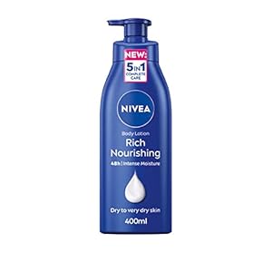 NIVEA Rich Nourishing Body Lotion (400ml), NIVEA Moisturiser for Dry Skin Made with Deep Moisture Serum, Natural Almond…