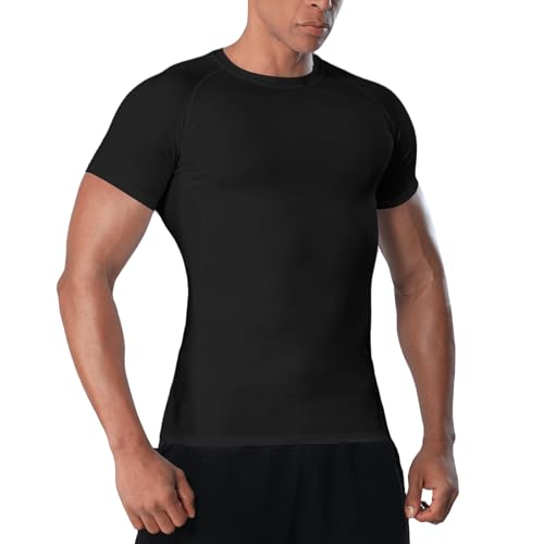 Men’s Compression Shirt Short Sleeve Athletic Top Sports T-Shirt Undershirt Base Layer Shirts Tight for Workout Gym2
