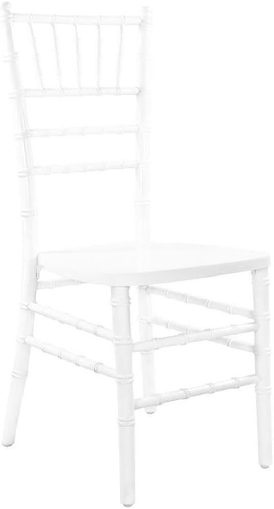 Pemberly Row Contemporary Wood Chiavari Chair, 36" H, White Finish, Reinforced Hardwood Frame, Lightweight Design, Stackable Wedding or Event Seating, Indoor/Outdoor Use