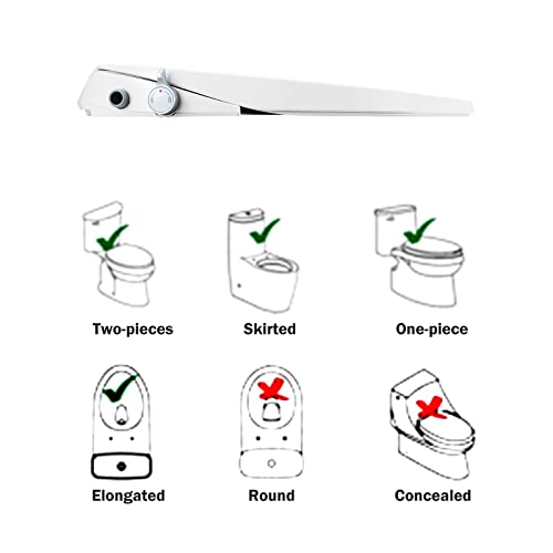 Non-Electric Bidet Toilet Seat For Elongated Toilets, Soft Close Bidet Seat With Dual Nozzle System, Ambient Water Temperature Flush, White #TOP4