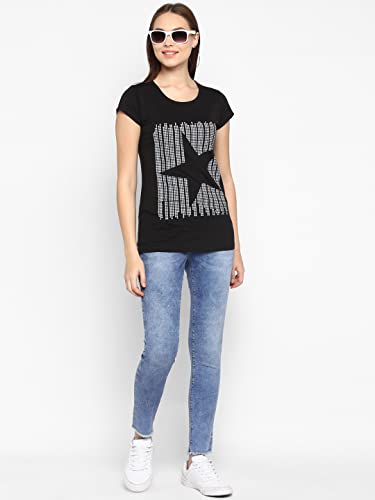 Image of Modeve Women Printed Cotton Blend Half Sleeve Round Neck T-Shirt for Summer