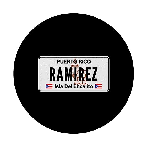 RAMIREZ LAST NAME - PUERTO RICO LICENSE PLATE PopSockets Swappable PopGrip, Black - Image 3