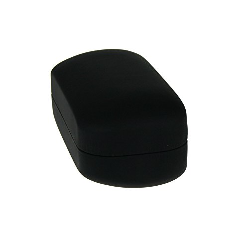 All Black Leather Pill Shape Clam Shell Eyewear Hard Case2