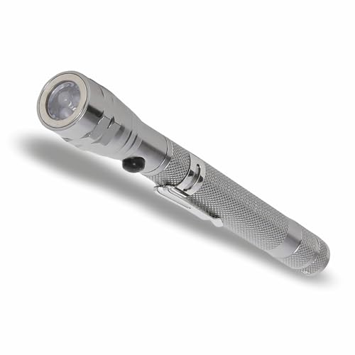 Image of Swiss Military LED Torch Light with 360 Flexible Head & Magnetic Base, Scratch-Proof Body & Bright Illumination - Compact, Extendible, Portable Flashlight for Outdoor, Travel, Car & Home Use - Silver