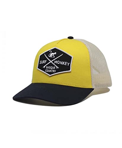 Dressed In Music Play With Me Gorra De 5 Paneles Trucker Con Rejilla Para Niño Niña - Gorra Surf Monkey Amarilla Azul Dressed In Music Play With Me Gorra De 5 Paneles Trucker Con Rejilla Para Niño Niña - Gorra Surf Monkey Amarilla Azul