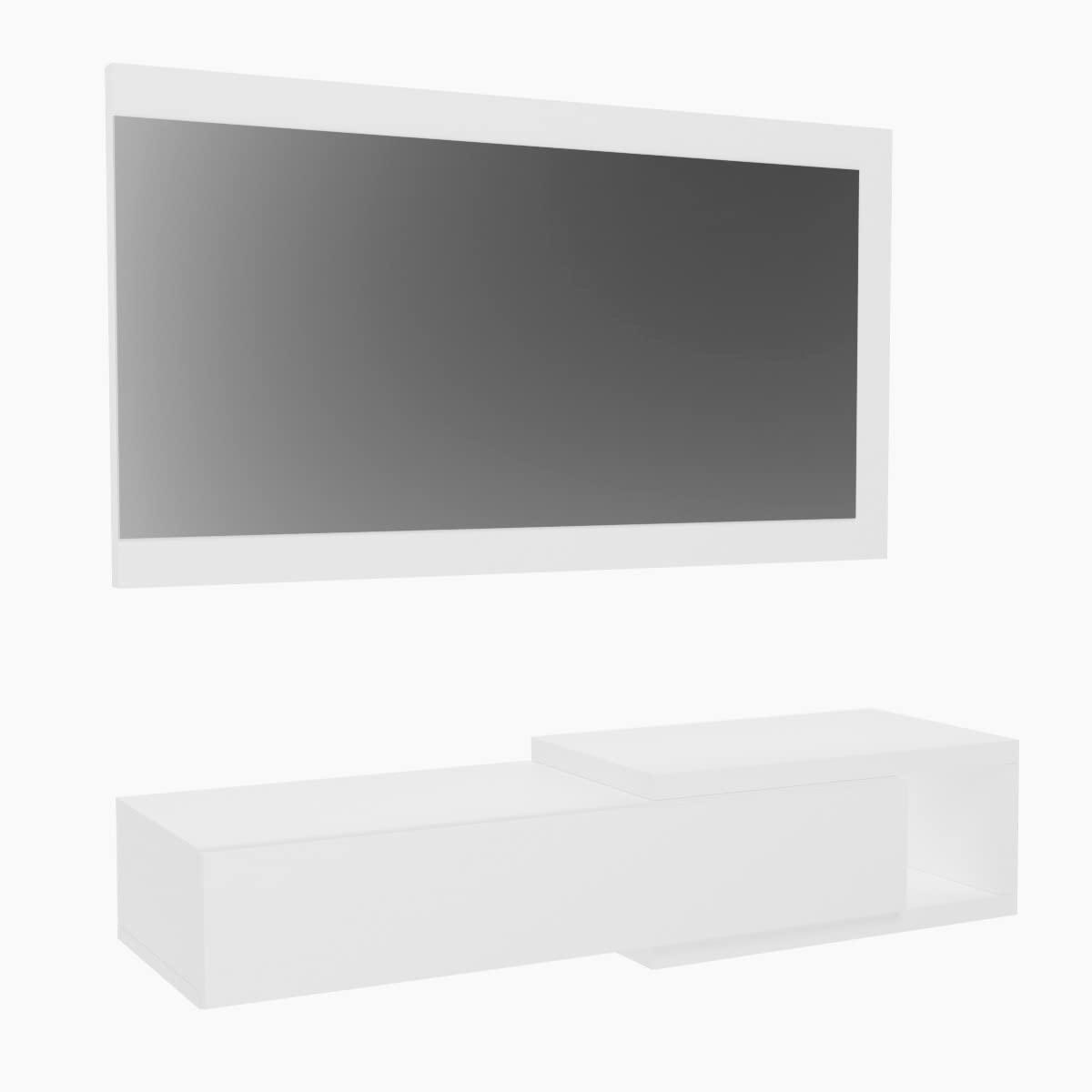 Homey Mueble Recibidor Horizontal, Modelo Alais, Práctico y Funcional, Color Blanco, Medidas: 91,5 cm Largo x 26 cm Fondo x 69,2 cm Alto