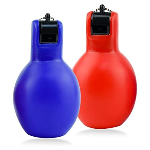 Auptiz 2pcs Hand Squeeze Whistles,Hand Whistle,Hygienic Whistle,Portable Sports Whistle,for Teachers Coach Camping Hiking Outdoor Sports Dog Training(Orange,Blue) Cover