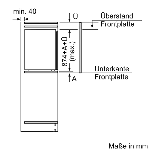 Bosch KIR21ADD1, Serie 6, Mini Einbau-Kühlschrank, 88 x 56 cm Nische, 136 L, Made in Germany, längere Frische mit VitaFresh XXL, flüsterleise, schnellere Kühlung, LED-Beleuchtung, Flachscharnier