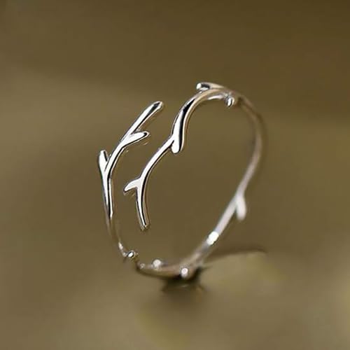Fancy Leaf Olive Design Ring for Women Metal Silver Color Opening Finger Jewelry, adjustable, Brass, No Gemstone