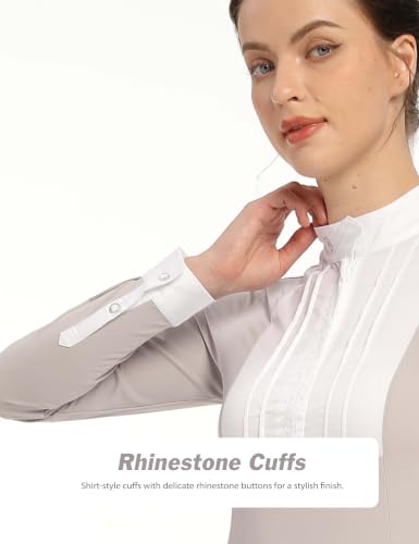 Chemise d'équitation plissée blanche à manches longues Harrison Howard brodée
