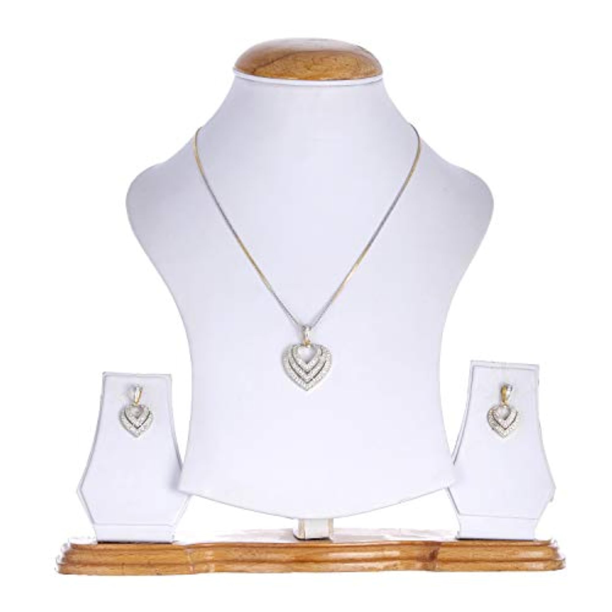 Valentine American Diamond Heart Shape Pendant - Design 13
