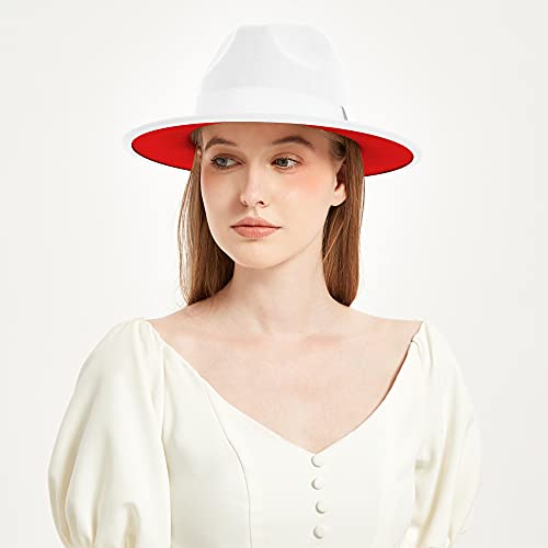Kujuha Fedora Hats For Mens/Womens Felt Fedorahats Two Tone Wide Brim Fedora Hats Rancher Hat #TOP5