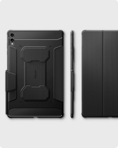 Image of Spigen Rugged Armor Pro | Samsung Galaxy Tab S11 Ultra Case [S Pen Holder] [Trifold Stand] 14.6 inch Folio Full Cover | TPU+PU Leather - Black