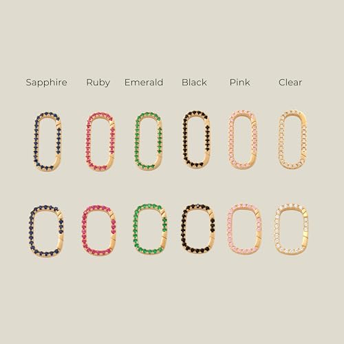14K REAL Solid Gold Colorful Gemstone Multiple Charm Connector, Paperclip Oval Durable Carabiner Clasp Jewelry Stack Pendant Holder Necklace4