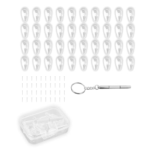 20 Paires Plaquettes de Nez de Lunettes en Silicone, Anti Glisse Lunette Coussinets Nez Coussinet Lunettes nez Kit Remplacement Souple Silicone Transparent...
