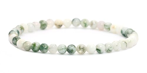 Echtes Baumachat Edelstein Armband mit runden 4mm Perlen - verschiedene Längen - Heilstein Schutzstein Edelsteinarmband Glücksbringer Talisman Geschenk (Baumachat, 15CM) Echtes Baumachat Edelstein Armband mit runden 4mm Perlen - verschiedene Längen - Heilstein Schutzstein Edelsteinarmband Glücksbringer Talisman Geschenk (Baumachat, 15CM)