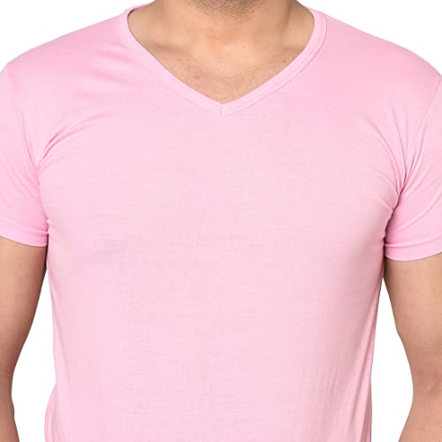 Image of Men's Cotton Blend Half Sleeve V Neck Tshirt