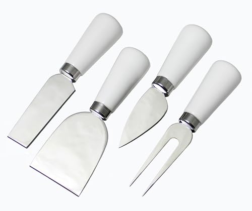 Prodyne Ceramic Handle Cheese Knives, White, Set of 4