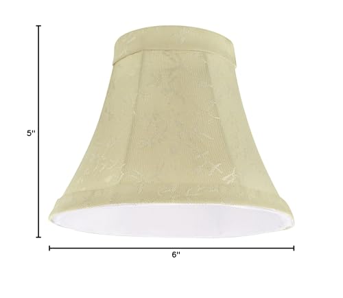 Image of Aspen Creative 30011 Small Bell Shape Chandelier Clip-On Lamp Shade, Butter Creme Checkered Pattern, 3 inch Top x 6 inch Bottom x 5 inch Slant