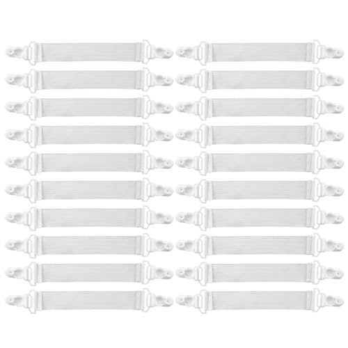 Lurrose 20 Piezas de Pinzas para Sábanas Ajustables, Correas de Cama para Colchón, Fijadores Antideslizantes Multifuncionales para Sábanas Planas y Bajeras, Accesorios para Cama Hogar