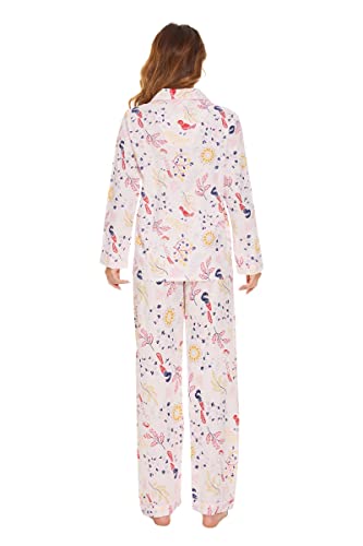GLOBAL Women Cotton Pajamas Long Sleeve PJs Button Down Sleepwear S-3XL3