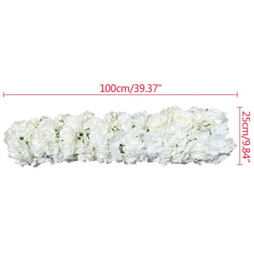 Girlandy ze sztucznych kwiatów, 100 cm, długie, dekoracyjne kwiaty z kwiatami, różami, hortensjami, daliami, na wesele, łuk, stół, ścianę, imprezę, dekoracja domu (biała)