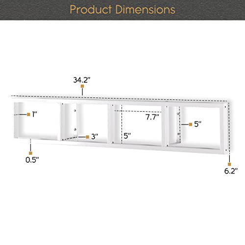 Youhavespace White Floating Shelves For Wall, 34 Inch Video Games, Cd, Dvd Storage Shelves, Metal Cube Storage Shelf Set Of 4 #TOP3