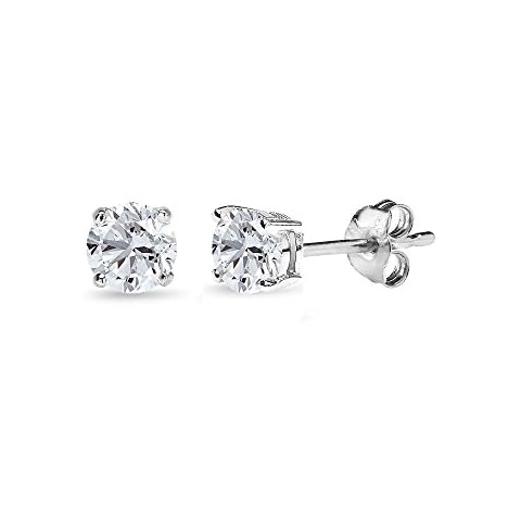 Sterling Silver White Sapphire Round-Cut Studs Cover