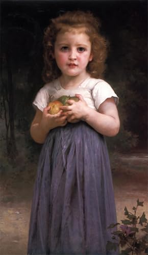 SERENDIPITP Pintura Murales Lienzo Decorativo Para Pared Petite Fille Tenant Des Pommes Dans Les Mains de William Adolphe Bouguereau para la Decoración del Hogar del Dormitorio 60x90cm