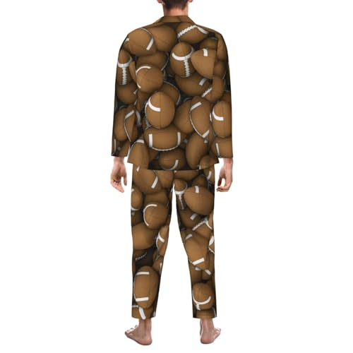 American Footballs Mens Pajamas Set Button Down Sleepwear Set Long Sleeve Loungewear With Pockets2