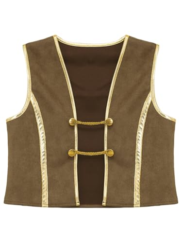 Boys Medieval Pirate Vest Viking Renaissance Steampunk Waistcoat Kids Halloween Party Cosplay Dress Up3