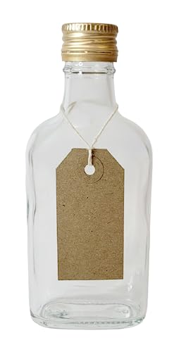 DIAH DO IT AT HOME Glass Bottles Flask 200ml with Gold Screw Caps and Tags Set of 10 Home Brewing Storage DIY Craft