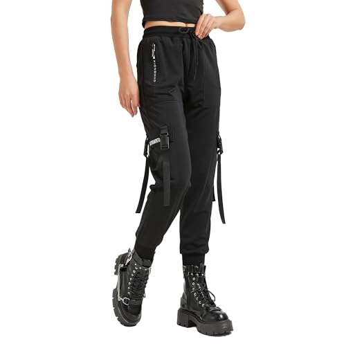 Pantalon cargo noir femme ample contre l'inconfort des vêtements serrés style techwear