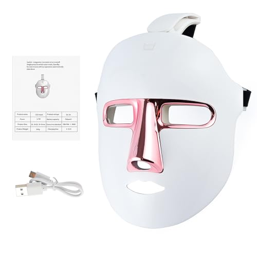 Máscara facial LED, 7 colores, máscara de terapia de luz facial con máscara de cuello, Yofuly, terapia de rejuvenecimiento de la piel, cuidado de la piel facial, colorido LED