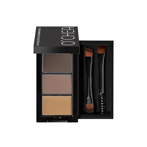 O'CHEAL 3Color Eyebrow Powder Black Brown Lift Eyebrow Professional Waterproof Cosmetic Eye Shadow Palette with Brush